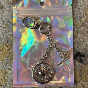 J Balvin Rayo tour Silver Flame Keychain with Lightning Charm